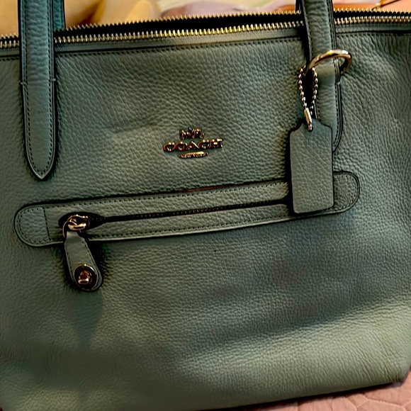 Coach Aqua Leather Tote - Picture 1 of 9